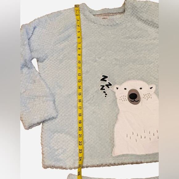BearPaw Women’s Large light Blue Cozy Fleece Sleep Set with Jogger Style Pants - Picture 7 of 10